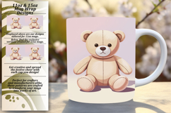 Alluring 15oz Mug Wrap Png Design , Cute Bear Product Image 1