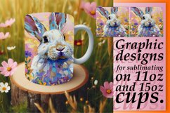 Whimsical Easter Rabbit Mug Art: Watercolor Delight Product Image 1