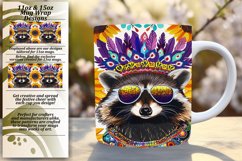 11oz/15oz Mug Wrap: Raccoon with Colorful Flowers Product Image 1