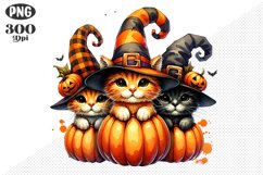 Halloween Cat And Pumpkin Sublimation - Clipart PNG Design Product Image 1