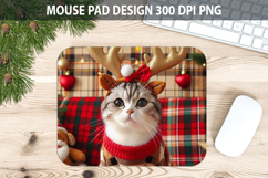 Christmas Cute Cat Mouse Pad Sublimation - Animal PNG Design Product Image 1