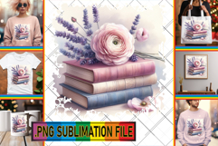 Playful PNG TSHIRT Magic, Book and flower Product Image 1
