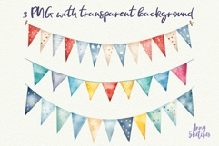 Birthday Bunting &amp; Party Garland Watercolor Clipart PNG Product Image 2