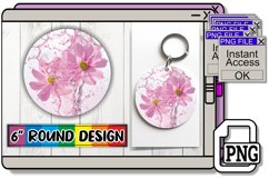 Floral Current: Round Sublimation Splash Keychain PNG Product Image 1