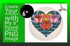 Trendy Round Design Keychain Template , Flowers Heart Product Image 1