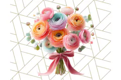 Pastel Flower Bouquet PNG Clipart, Elegant Floral Art Product Image 5
