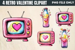 Retro Valentine Clipart PNG Product Image 1
