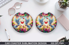 Dove Car Coaster Sublimation, Valentines Coaster PNG Design Product Image 1