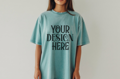 Chalky Mint Comfort Colors 1717 T-shirt Mockups, Real Model Product Image 1