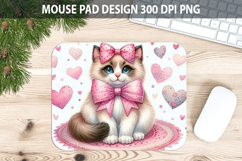 Watercolor Cat Mouse Pad Sublimation - Valentines Png Product Image 1