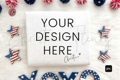 4th Of July White T-Shirt Mockup Flatlay Product Image 1