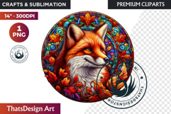Autumn Thanksgiving Stained Glass PNG, Fall Pumpkin clipart Product Image 1