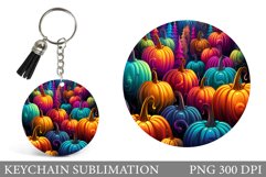 Rainbow Pumpkin Keychain. Pumpkin Keychain Sublimation Product Image 1