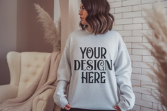 Ash Gildan 18000 Sweatshirt Mockup,G18000 Crewneck Sweatshir Product Image 1
