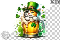 St. Patrick&#039;s day Cat - Clipart Sublimation PNG Product Image 1