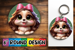 Blissful Round Sublimation Ornaments, 3D Dog Product Image 1