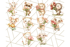 Cute Animals with Tulips PNG, Spring Flower Clipart Download Product Image 6