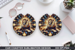 Lions Car Coaster Sublimation, 4th Of July Coaster PNG Product Image 1