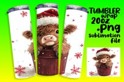 Cute Watercolor Christmas Cow Tumbler Wrap - Festive 20oz Product Image 1
