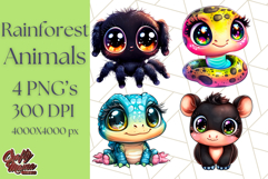 Jungle Creatures Kawaii Clipart PNG, Cute Rainforest Animal Product Image 1