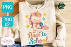 Back to school shirt PNG, Cute unicorn sublimation design Product Image 4