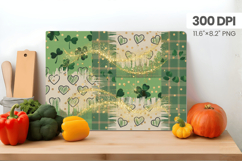 Green Shamrock Hearts Gold Cutting Board PNG Sublimation Des Product Image 1
