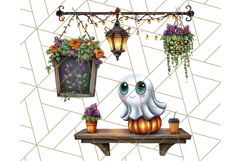 Ghost Café PNG Clipart, Cute Ghost Baristas Halloween Treats Product Image 5