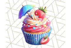 Bright Summer Cupcake PNG Clipart, Colorful Cupcakes Product Image 5