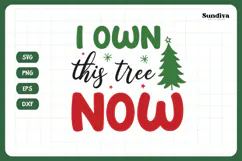 Christmas Cat Bandana Quotes SVG | I Own This Tree Now Product Image 3