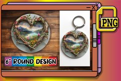 Heartwood Harmony: Wood Heart Keychain PNG Product Image 1