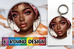 Radiant Circle Sublimation Keychain, Love Girl Product Image 1