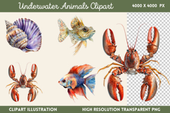 Underwater Animals Clipart PNG Product Image 1