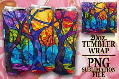 Stained Glass Tree Tumbler 20oz Wrap Colorful Art Product Image 1