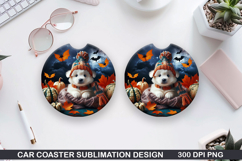 Halloween Dog Car Coaster Sublimation| Halloween Coaster PNG Product Image 1