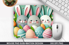 Bunny Mouse Pad Sublimation, Easter Bunny Mouse Pad PNG Product Image 1