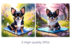 Cute Watercolor Floral Chihuahua Clipart 2 JPG Product Image 2