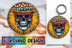 Radiant Keychain Round Style PNG, Skull Product Image 1