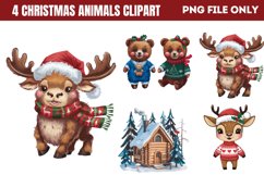 Woodland Christmas Animals Clipart PNG Product Image 1