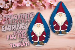 Cute Teardrop Earrings Design for Sublimation , Gnome Product Image 1