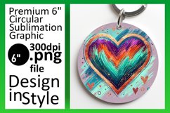Trendy Keychain Round Design Artwork , Heart Product Image 1