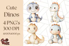 Cute Pastel Dinosaur Clipart PNG for Nursery Art, Baby Decor Product Image 1
