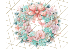 Coral and Aqua Christmas Clipart PNG, Pastel Holiday Art Product Image 5