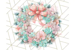 Coral and Aqua Christmas Clipart PNG, Pastel Holiday Art Product Image 5