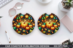 Pumpkin Car Coaster Sublimation| Halloween Coaster PNG Product Image 1