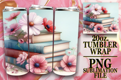 Heartfelt joy 20oz tumbler wrap, Book and flower Product Image 1
