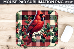 Watercolor Cardinal Mouse Pad Sublimation - Christmas PNG Product Image 1