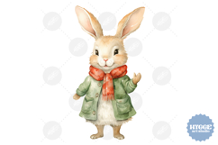 Christmas Bunny PNG Sublimation Winter Rabbit PNG Product Image 1