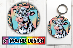 Luminous Car Coasters Round Design, Cute Cow Product Image 1