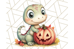 Fall Dinosaur PNG Clipart with Autumn Elements, Cute Dino Product Image 5