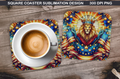 Lion Coaster Sublimation, 4th Of July Coaster PNG Product Image 1
